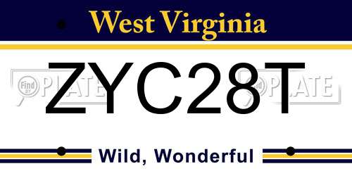 ZYC28T West Virginia License Plate