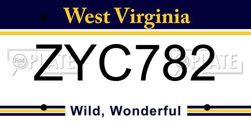ZYC782 West Virginia License Plate