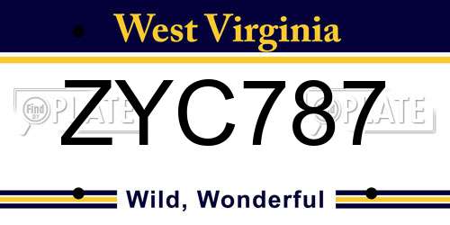 ZYC787 West Virginia License Plate