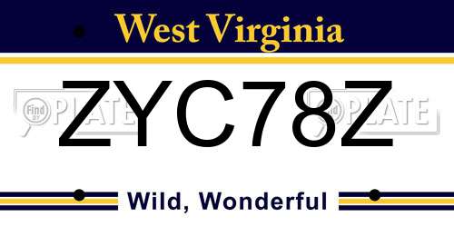ZYC78Z West Virginia License Plate