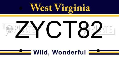 ZYCT82 West Virginia License Plate