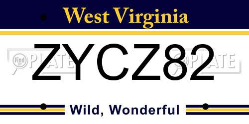 ZYCZ82 West Virginia License Plate
