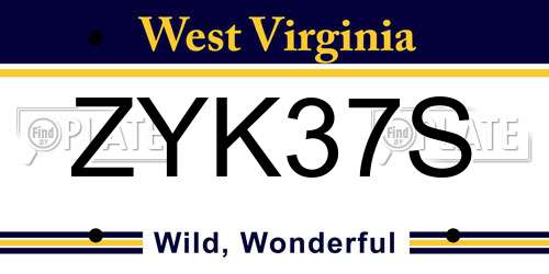 ZYK37S West Virginia License Plate