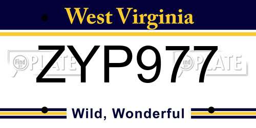 ZYP977 West Virginia License Plate