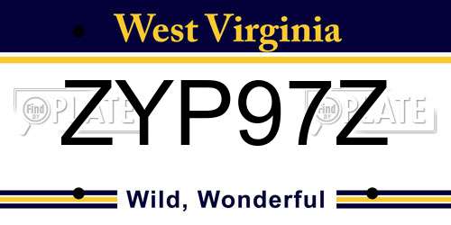 ZYP97Z West Virginia License Plate