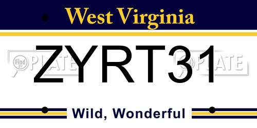 ZYRT31 West Virginia License Plate