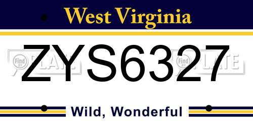 ZYS6327 West Virginia License Plate