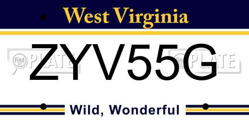 ZYV55G West Virginia License Plate