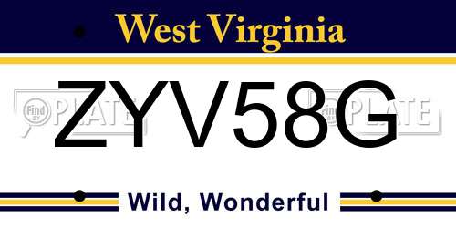 ZYV58G West Virginia License Plate
