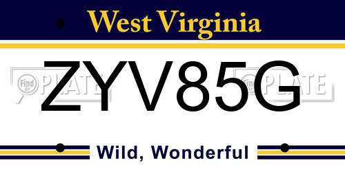 ZYV85G West Virginia License Plate