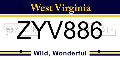 ZYV886 West Virginia License Plate