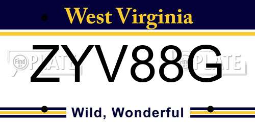 ZYV88G West Virginia License Plate