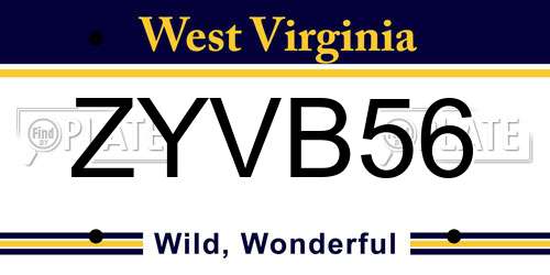 ZYVB56 West Virginia License Plate
