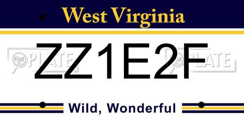ZZ1E2F West Virginia License Plate