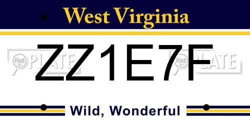 ZZ1E7F West Virginia License Plate