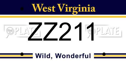 ZZ211 West Virginia License Plate