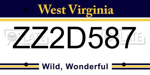 ZZ2D587 West Virginia License Plate