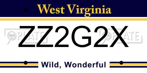ZZ2G2X West Virginia License Plate