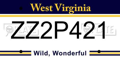 ZZ2P421 West Virginia License Plate
