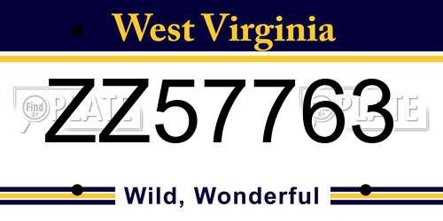 ZZ57763 West Virginia License Plate