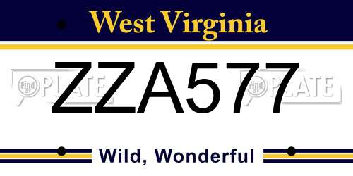 ZZA577 West Virginia License Plate
