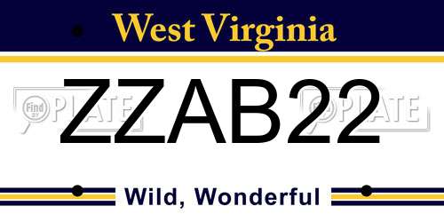 ZZAB22 West Virginia License Plate
