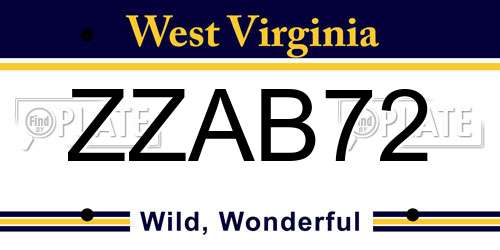 ZZAB72 West Virginia License Plate