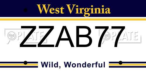 ZZAB77 West Virginia License Plate