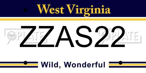 ZZAS22 West Virginia License Plate