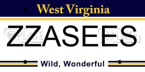 ZZASEES West Virginia License Plate