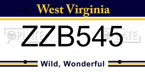 ZZB545 West Virginia License Plate