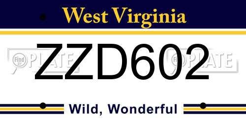 ZZD602 West Virginia License Plate