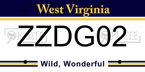 ZZDG02 West Virginia License Plate