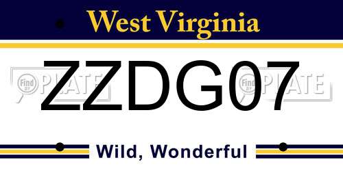 ZZDG07 West Virginia License Plate