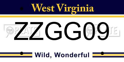 ZZGG09 West Virginia License Plate