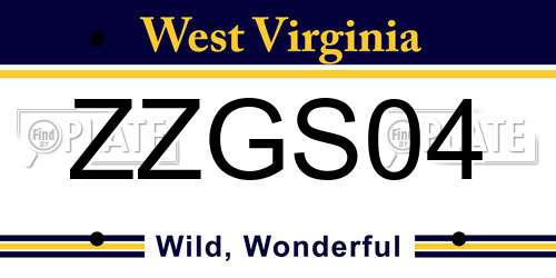 ZZGS04 West Virginia License Plate