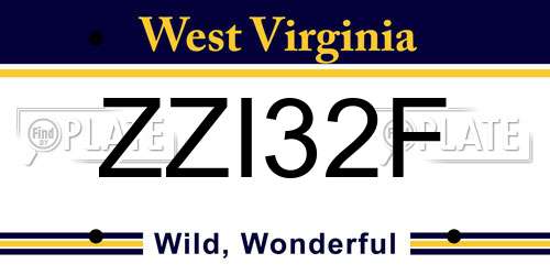 ZZI32F West Virginia License Plate