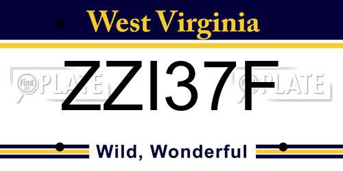 ZZI37F West Virginia License Plate