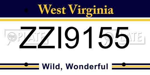 ZZI9155 West Virginia License Plate