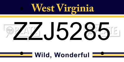 ZZJ5285 West Virginia License Plate