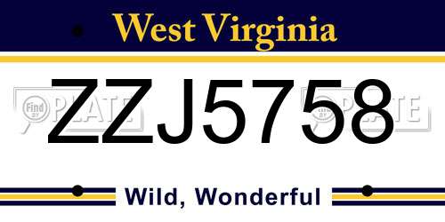 ZZJ5758 West Virginia License Plate