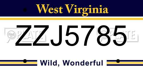 ZZJ5785 West Virginia License Plate