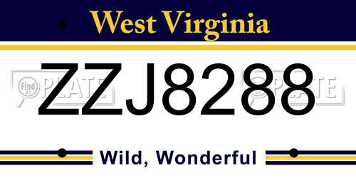 ZZJ8288 West Virginia License Plate