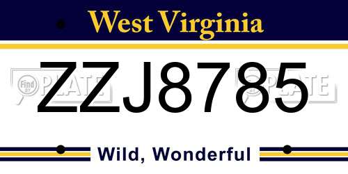 ZZJ8785 West Virginia License Plate