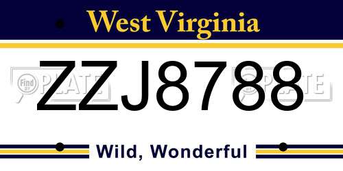 ZZJ8788 West Virginia License Plate