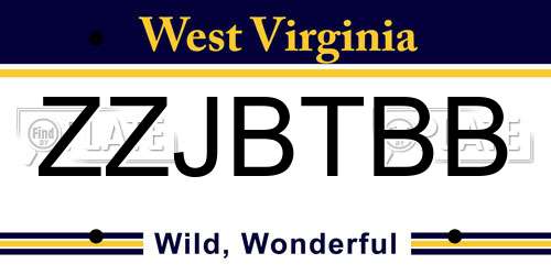 ZZJBTBB West Virginia License Plate