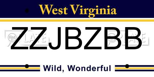 ZZJBZBB West Virginia License Plate