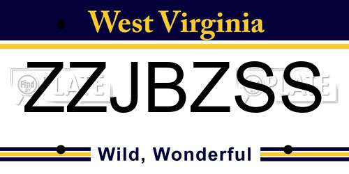 ZZJBZSS West Virginia License Plate