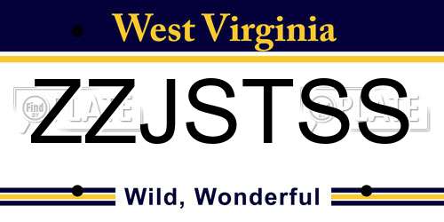 ZZJSTSS West Virginia License Plate