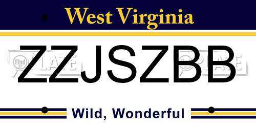 ZZJSZBB West Virginia License Plate